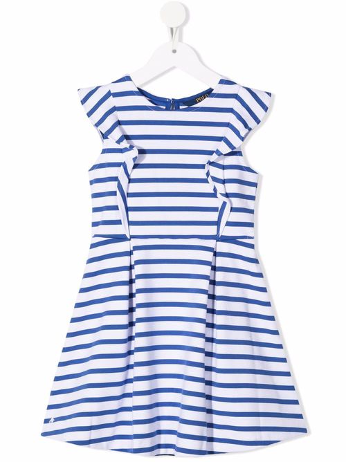 Striped short-sleeve day dress - Blue