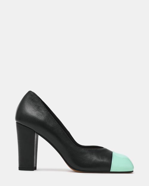 Steve Madden Women's Tadan Black/green Block Heels - Black Green - - Leather