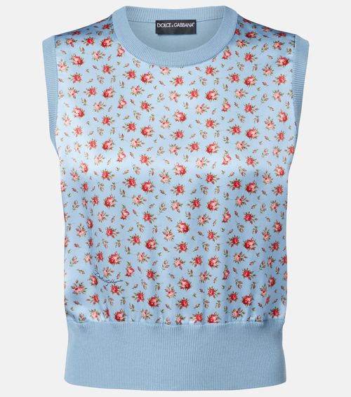 Floral silk sweater vest