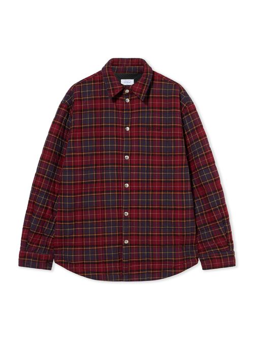 Spray Arrow Check Flannel Overshirt - Male Coats And Jackets Burgundy