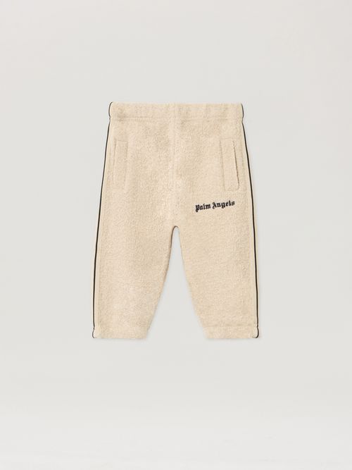 Logo Teddy Track Knit Pants Kids  Ecru