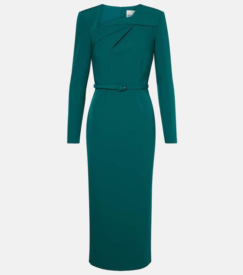 Belted crêpe midi dress