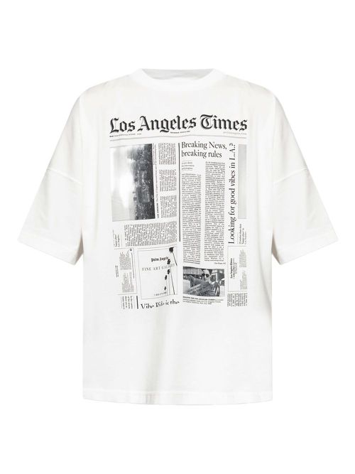 Newspaper print T-shirt - White
