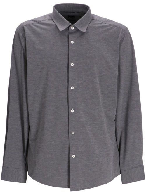 Slim-fit performance-stretch jersey melange shirt - Grey