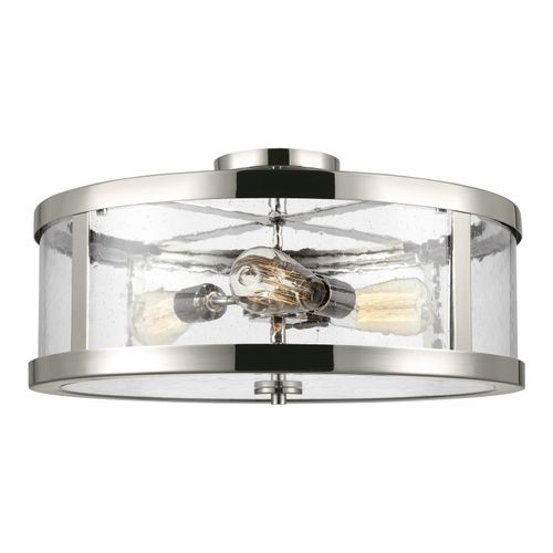Polished Nickel Three Light Semi-Flush Mount from the Harrow Collection