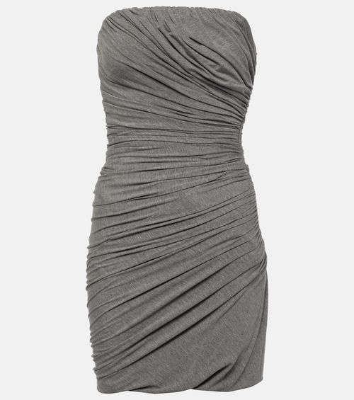 Ruched strapless jersey minidress