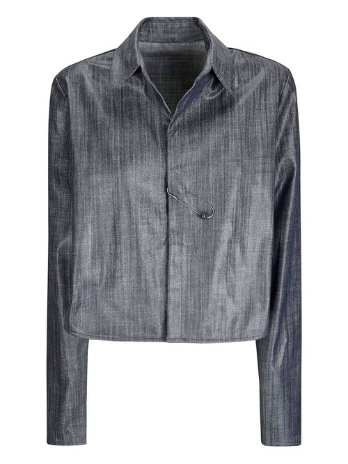 Maria Calderara cropped denim jacket - Blue