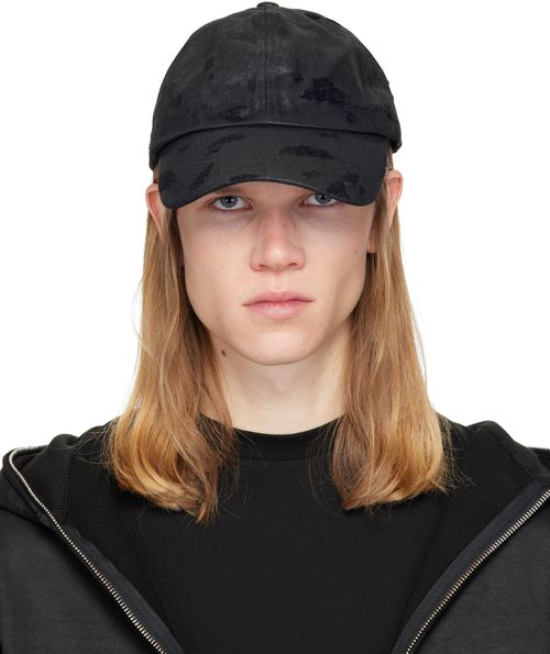 Black Distressed Waxed Denim Cap
