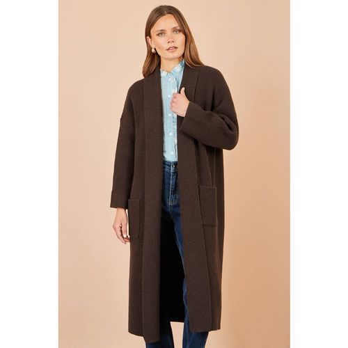 Yumi Knitted Maxi Cardigan With Pockets In Brown