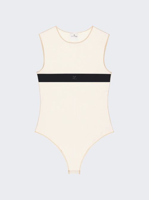 Strap Illusion Sheer Bodysuit Black