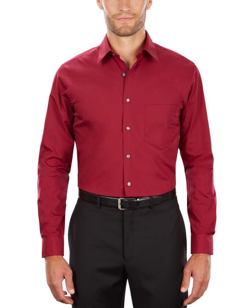 Men's Classic-Fit Point Collar Poplin Dress Shirt - Magenta
