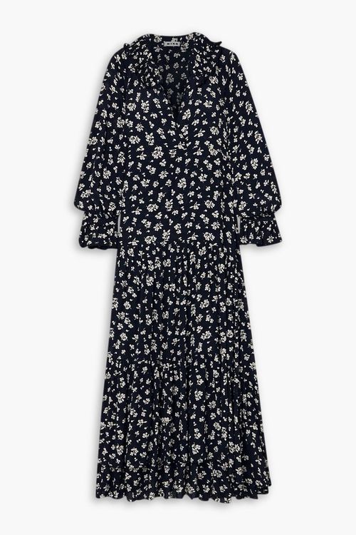 Mali floral-print crepe de chine midi dress - Blue - UK 6