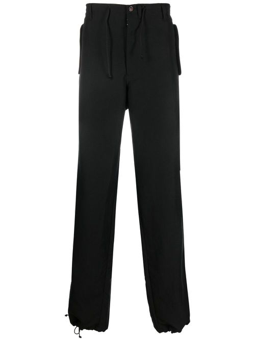 Straight-leg drawstring cuff trousers - Black
