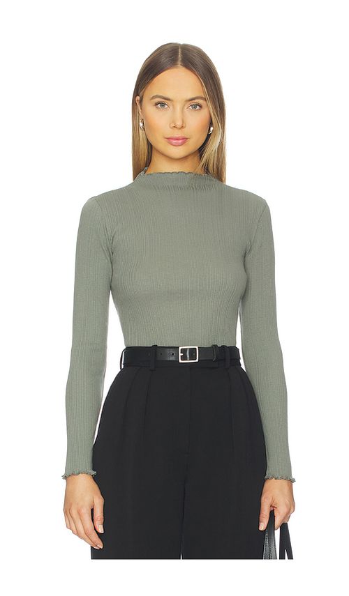 Nation Los Angeles Brenna Mock Neck Top in Castor Grey. XS also in L, M, S, XL/1X
