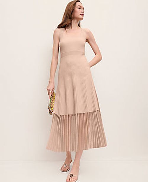 Ann Taylor Square Neck Ribbed Sweater Dress