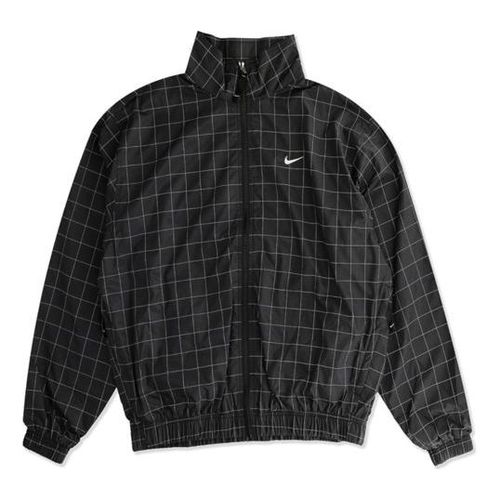 Lab Casual Sports Woven Plaid Reflective Jacket Black