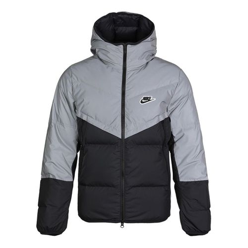 Stay Warm Colorblock Reflective Casual hooded down Jacket Black Gray Colorblock