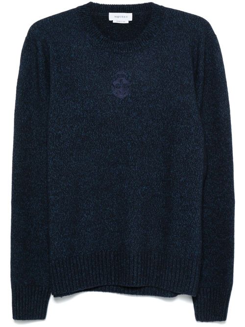 Skull-embroidered sweater - Blue