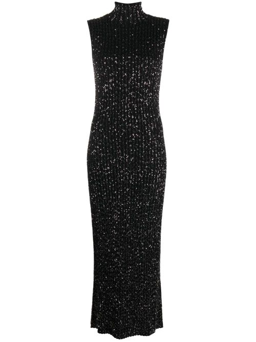 Sequinned ribbed dress - Black