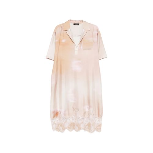 Lace-trim Chest-pocket Midi Dress
