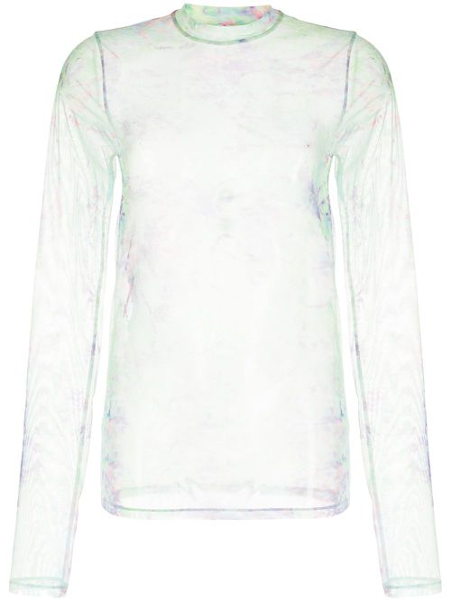 Tie-dye mock neck top - Green