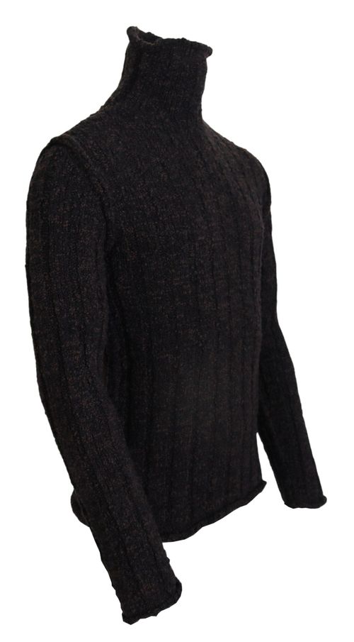 Wool Knit Turtleneck Sweater — Brown