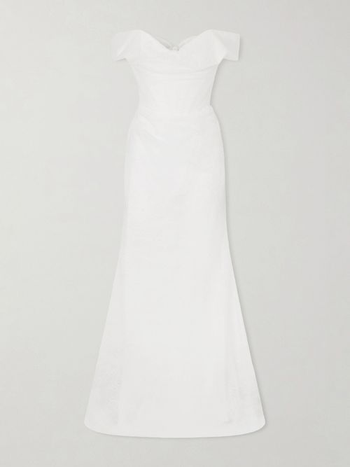Nova Cora Lace And Satin Corset Gown - White