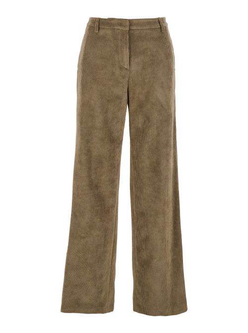 Ribbed Velvet Trousers — Green