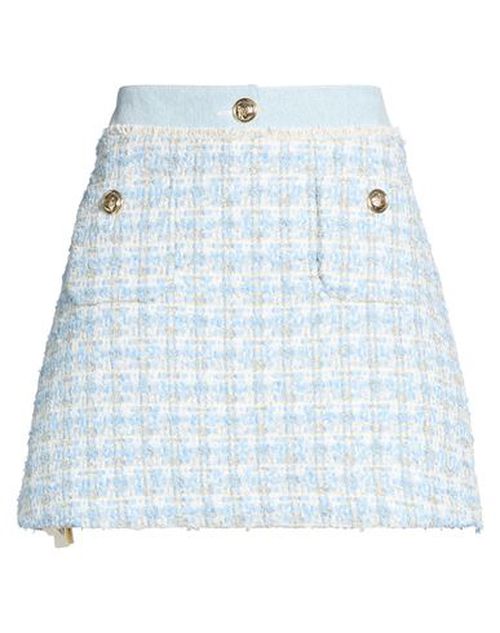 Woman Mini skirt Sky blue Size 4 Polyester, Acrylic, Metallic fiber, Cotton
