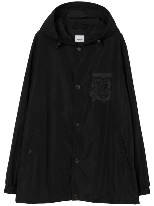 Chest logo-print hooded jacket - Black