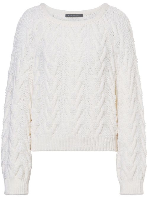 Cable-knit virgin wool jumper - White