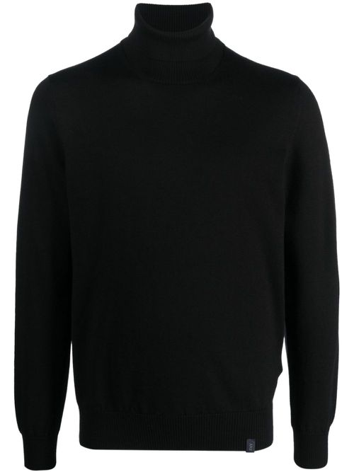 Roll-neck virgin wool jumper - Black