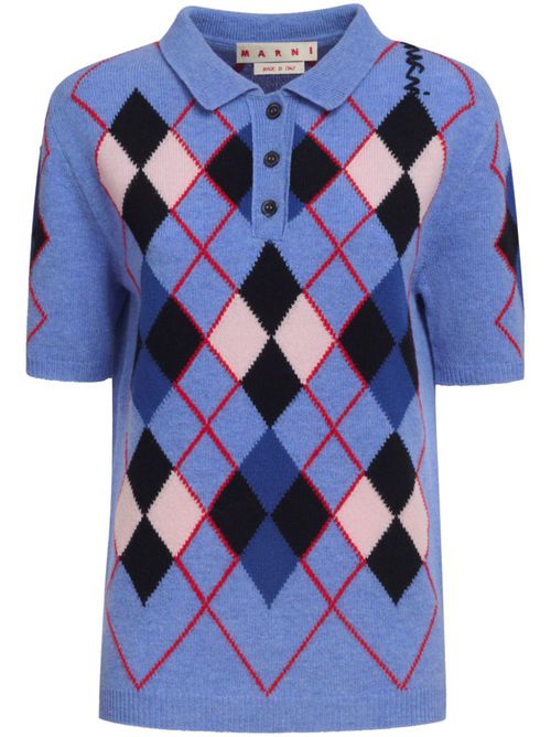 Knitted polo top - Blue