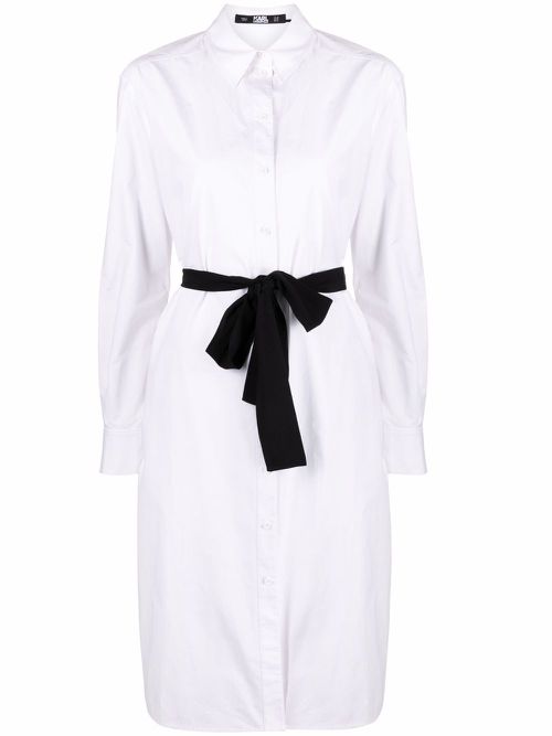 X Amber Valletta bow belted shirtdress - White