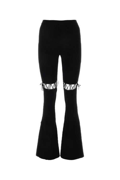 Ripped Viscose Stretch Leggings — Black