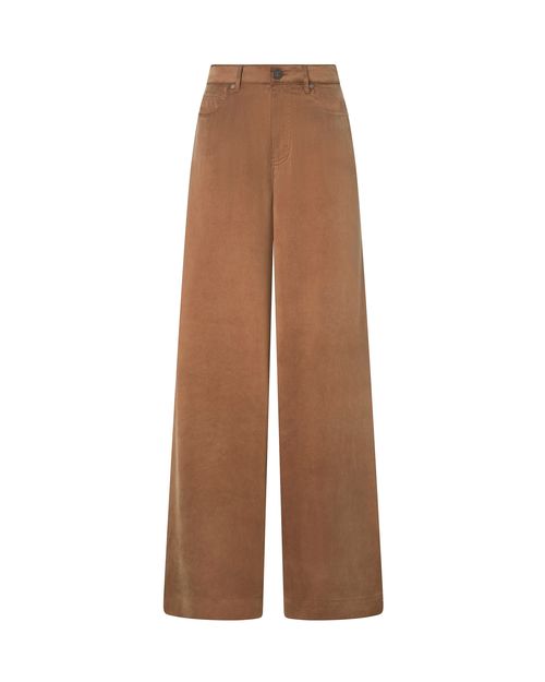 Cupro-Viscose Palazzo Trousers — Brown