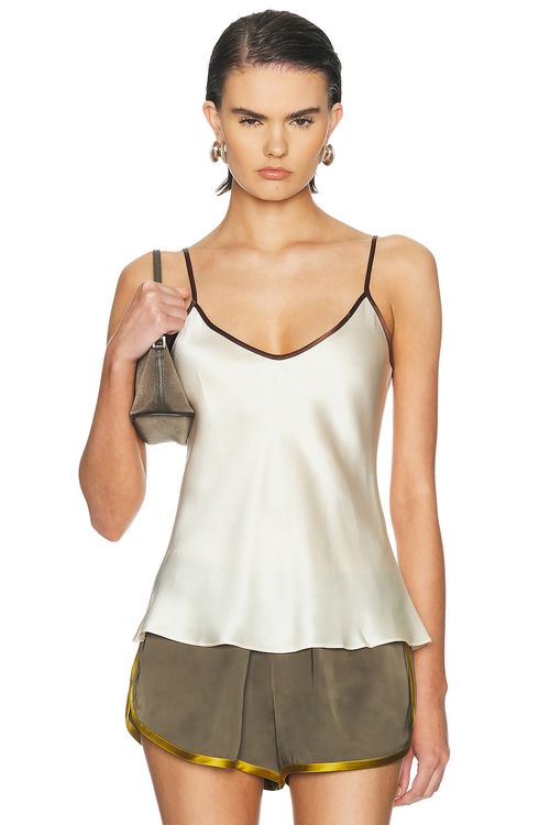 Comme Si Silk Bias Cami Top in Cream - Ivory. L also in XS