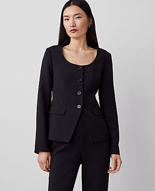 Ann Taylor The Fitted Scoop Neck Jacket in Fluid Crepe