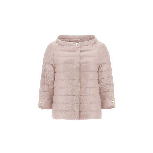 Quilted Polyamide Down Jacket — Beige