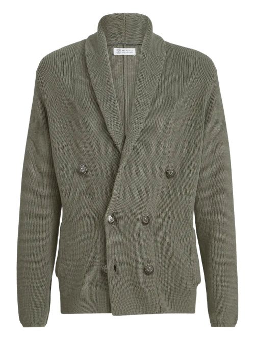 Ribbed Cotton Cardigan — Green