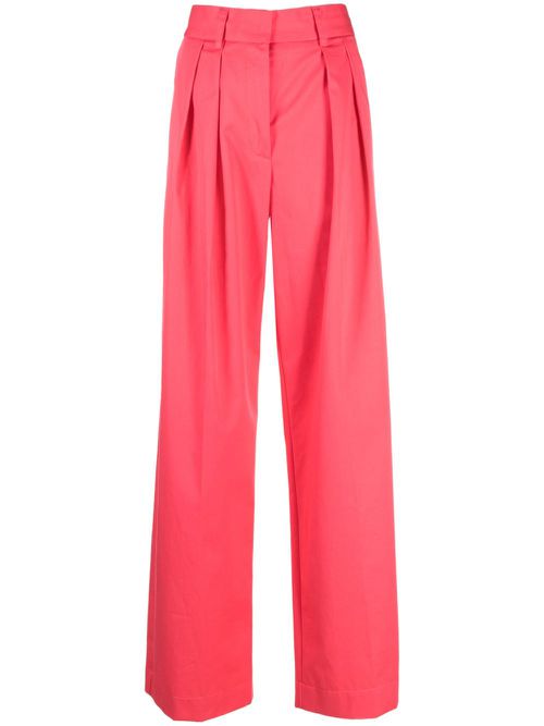 Pleat-detail cotton palazzo pants - Pink