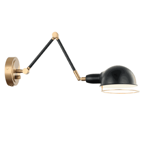 Aged Gold Brass Black One Light Wall Sconce from the Blare Collection