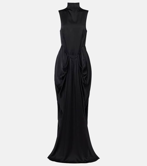 Draped satin gown