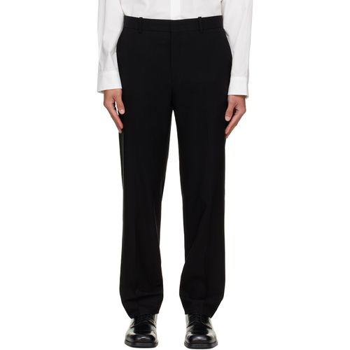 Black Wool Set-Up Trousers