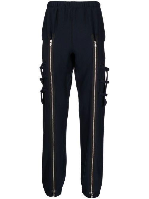 Front zip-detail trousers - Blue