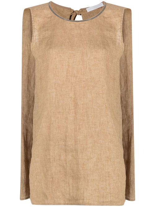 Trapeze-style blouse - Brown