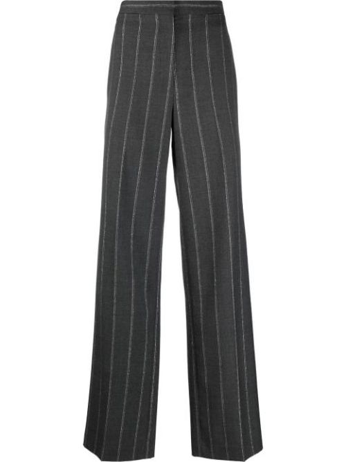 Stitch-detail striped tailored trousers