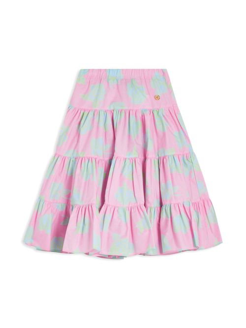 Rose-print cotton skirt - Pink