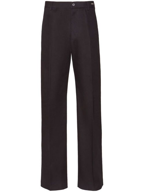 Flared cotton chino trousers - Black