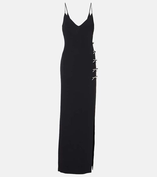 Embellished bow-detail cady gown